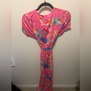 Pink Floral Wrap Dress